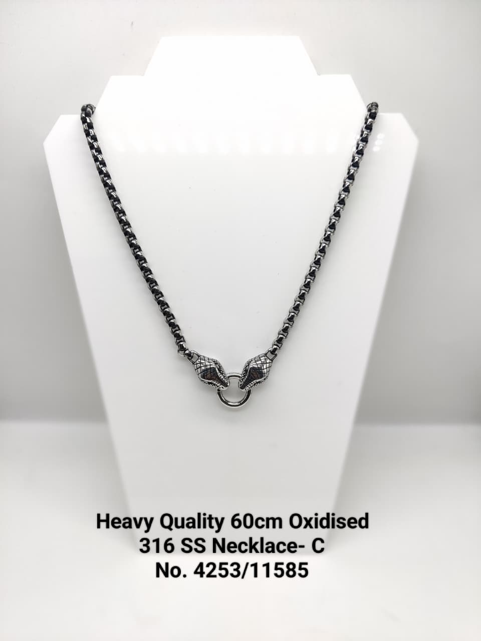 Men’s Stainless Steel Snake Head Pendant Necklace – Heavy Cuban Link Chain, Gothic Punk Style Jewelry for Men