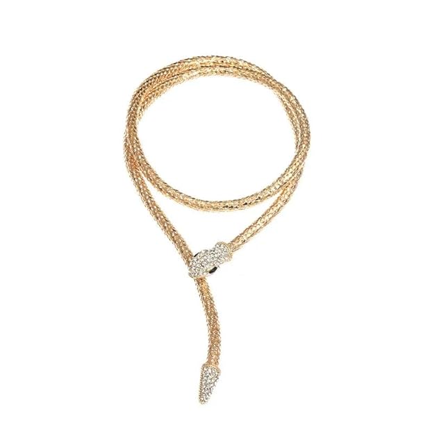 Snake Chain Necklace with Crystal Embellishments Adjustable Length luxury Punk Designer Jewellery Snake shape chain Necklace For Women