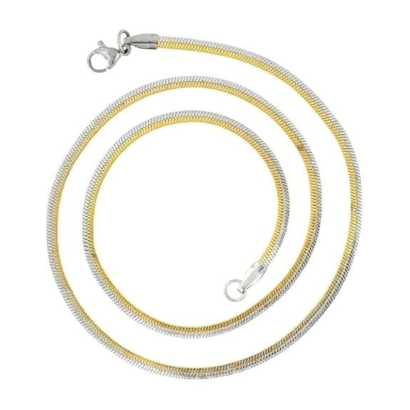 Stainless Steel Gold Plated Snake Smooth Herringbone Chain 20