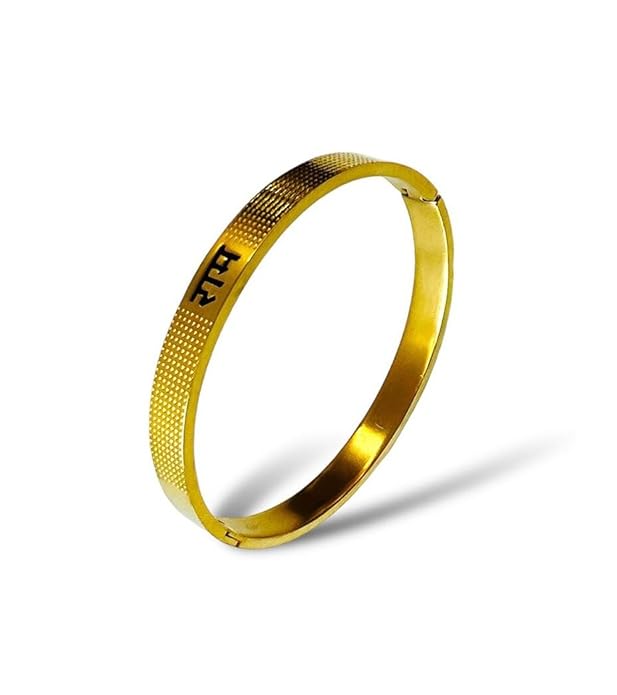 Stainless Steel Gold Plated Ram Kada | Goldplated Metal Kada Unisex & Stylish For Men and Women