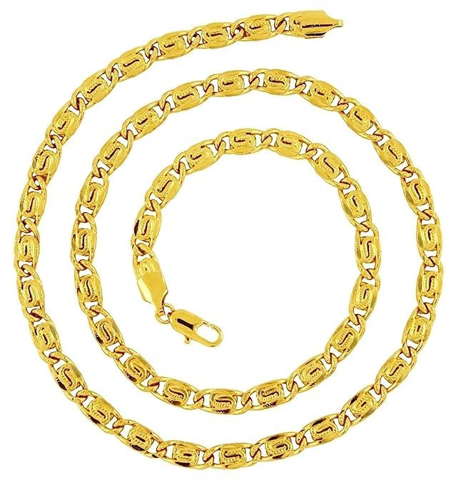 Italian Designer 316L Surgical Stainless Steel 22K Gold Plated 20" Curb Chain For Men