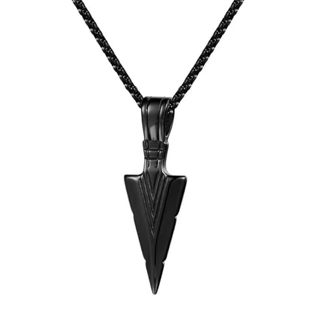 Stainless Steel Arrowhead Pendant Chain Necklace for Men Boys 22" Black Chain