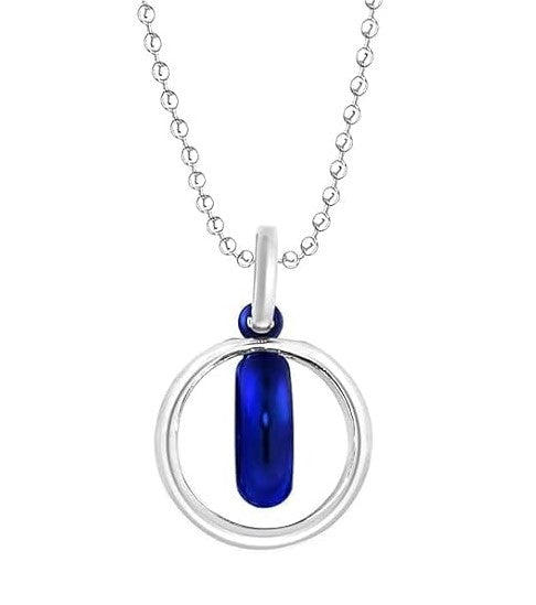 Dual Inside Ring Stainless Steel Blue Gray Pendant Chain Necklace For Men and Women 22"