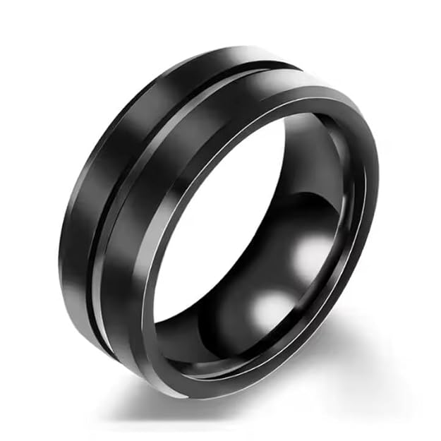 Style Stainless Steel Rings for Men Balck Band Ring Western Band Ring for Men and Boys Size 17-20