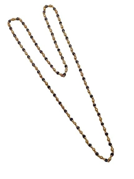 Black Shimmering Charming Women Mala, Necklaces & Chains Gold Plated Brass Chain 22 Inch