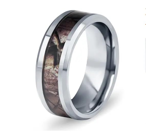 Mens Wedding Tungsten Steel Rings Band New Black Carbon Fiber 8mm Tungsten Steel Carbide Ring Size 17-20