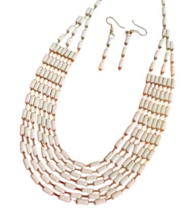 Multilayer Design western neck chain Necklace and Earring Set, White for women and girl