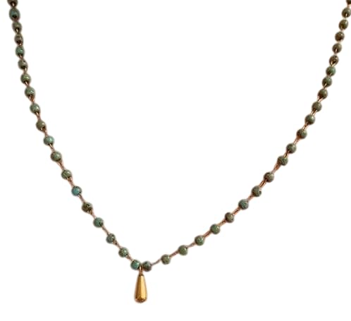 Breeze Beads Green Gold Stainless Steel Anti Tarnish Necklace For Women