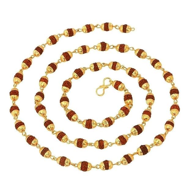 Rudraksh Mala Long Chain for Men and Boys (Brown)