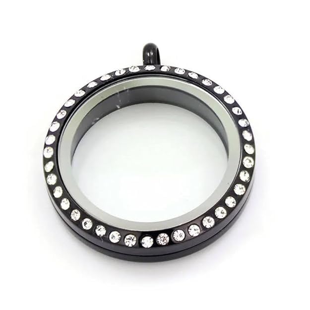Rhinestone Photo Charm | Oval Grey White Crystal Photo Pendant