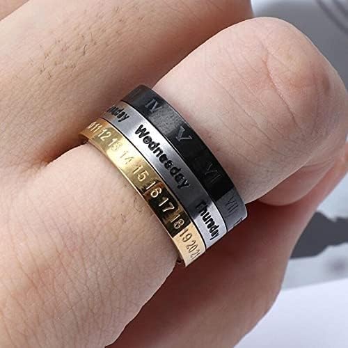Calendar Spinner Ring, Roman Numerals Rotatable Ring, Stainless Steel Anxiety Ring, Fidget Ring, Worry Relief Ring&nbsp, Size 17-20