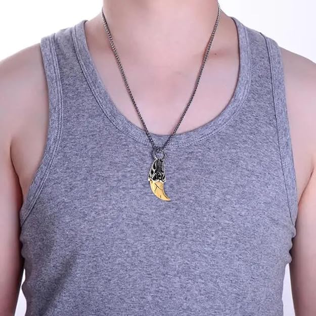 Hip Hop Punk Style Uniquent Thor Horn Silver Oxidized Stainless Steel Pendant for Men and Boys