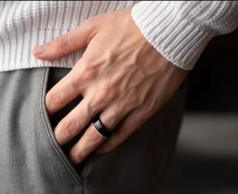 Style Stainless Steel Rings for Men Balck Band Ring Western Band Ring for Men and Boys Size 17-20