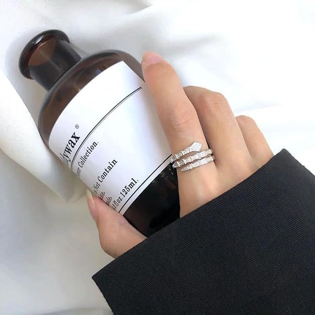 Slim Snake Adjustable Ring Layered Cubic Zirconia Free Size Ring For Women