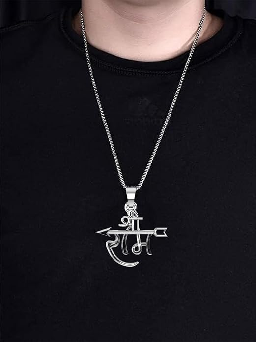 Shree Ram Pendant With Silver Chain for Men Pure Stainless Steel Locket 22"