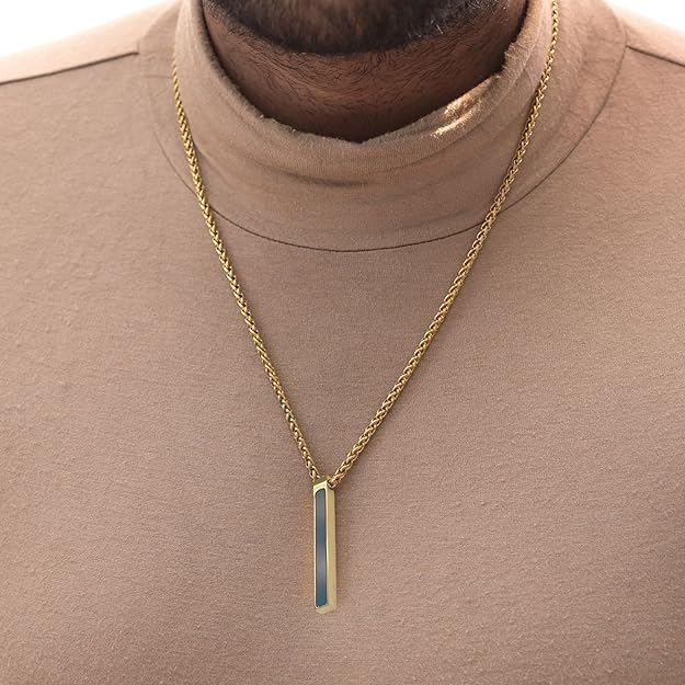 Bar Pendant Necklace Mother Of Pearl White 18K Gold Anti Tarnish Stainless Steel Necklace Pendant Chain For Women