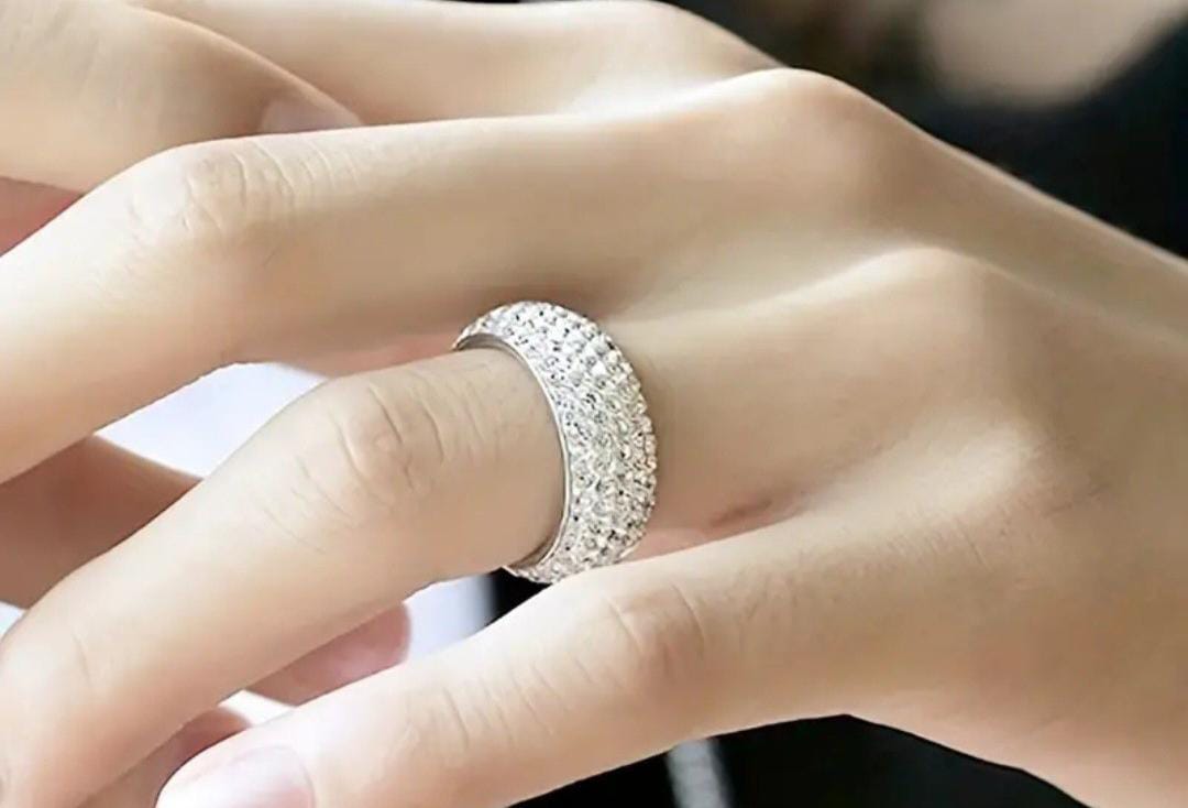 Stylish Diamond Ring For Men And Women | Proposal Couple Band Ring | Five Row Diamond Ring | Jewellery | Finger Rings Size 17-20