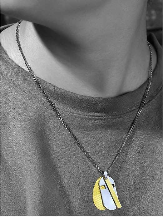 Triple Layer Gold Plated Stainless Steel Inori Pendant Chain Men 22 inch