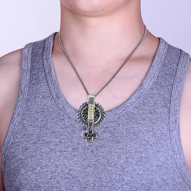 Stainless Steel Pendant with Geometric Pattern 22" Chain for Men & Boy
