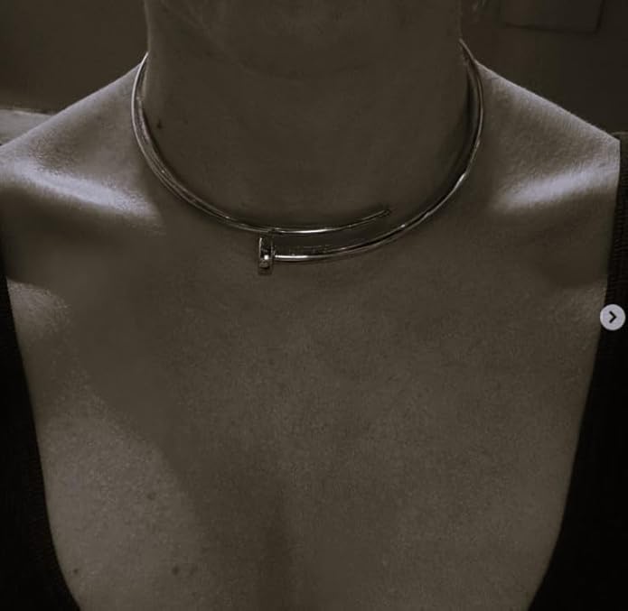 Stainless Steel Women Simple Versatile Style Nail Adjustable Ring Bracelet Earings Necklace Collar Jewellery 4 Piece Set