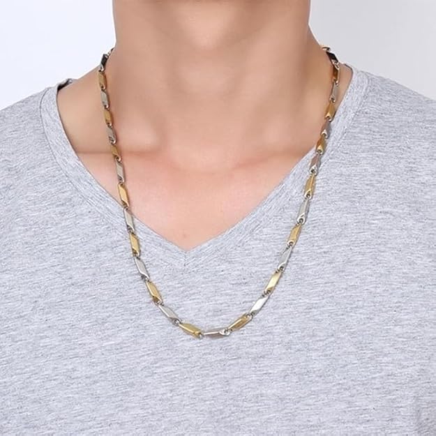 Gold Silver Color Stainless Steel Rice Chain for Men and Boys
