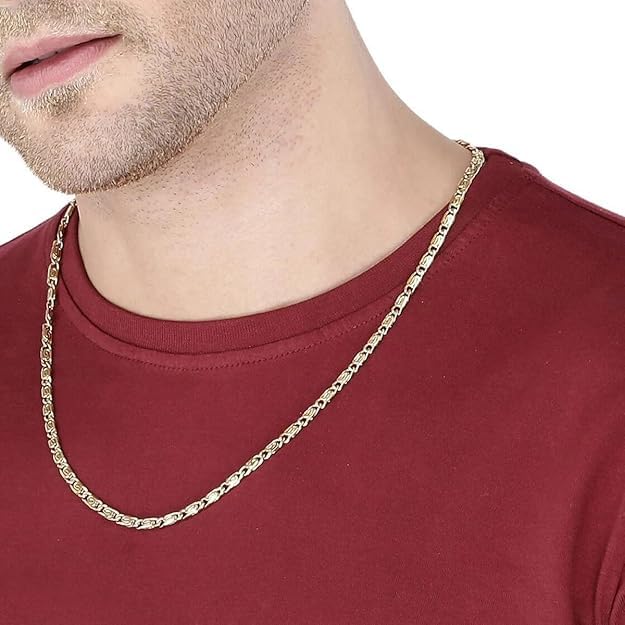 Italian Designer 316L Surgical Stainless Steel 22K Gold Plated 20" Curb Chain For Men