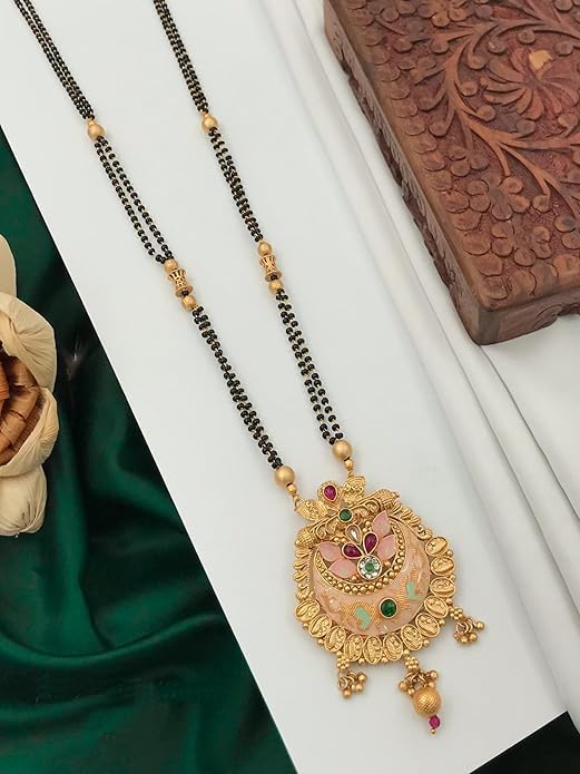 Womens High Gold Matte Finish Mangalsutra For Wedding, 24 Inch