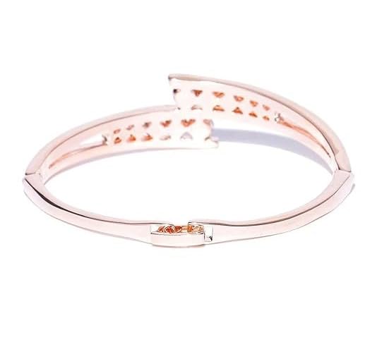 Dual Panther Evil Eye Enamel Cubic Zirconia Copper Gold Bangle Kada Women