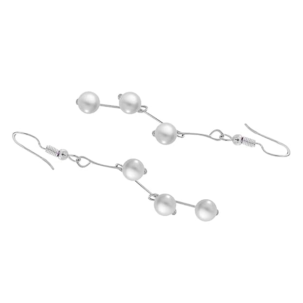 Pearl Link Chain Pearl Brass Choker Necklace Earring Set Girls Women