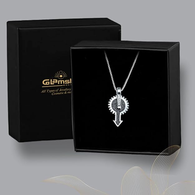 Celtic Knot Design Pendant Necklace with Crystals, Stainless Steel Chain, Silver Tone and 22" Chain for Men & Boy