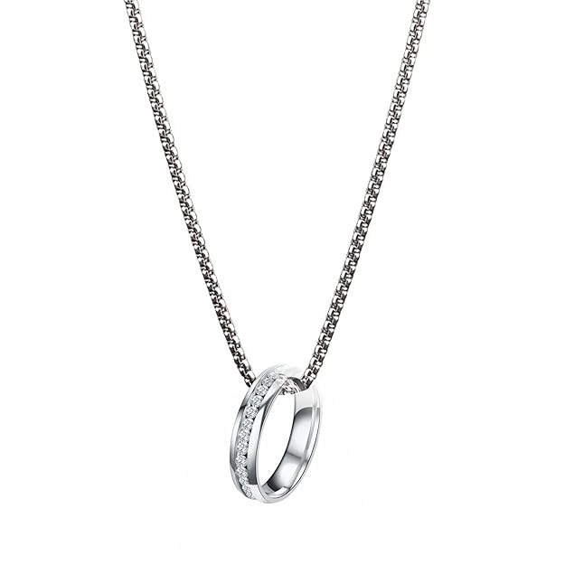 Fashionable Finger Ring With Necklace For Men- Man's Fashionable with Box Chain Ring & Chain Size 24"