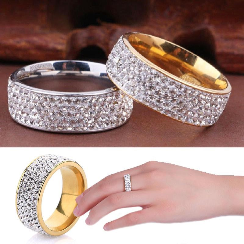 Stylish Diamond Ring For Men And Women | Proposal Couple Band Ring | Five Row Diamond Ring | Jewellery | Finger Rings Size 17-20
