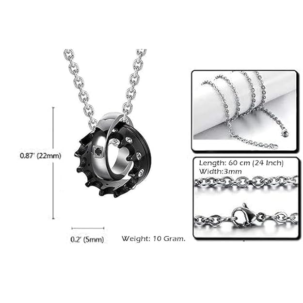 Stainless Steel Silver Black Color Necklace Pendant with O-Chain For Men Boys Women