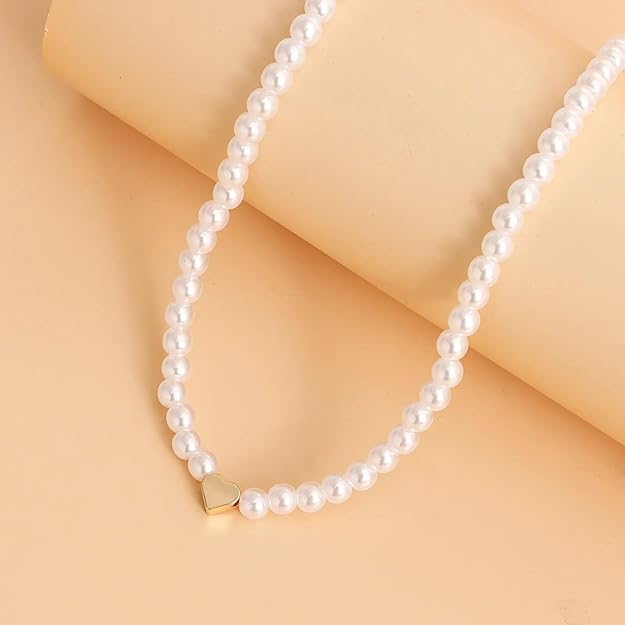 Fashion Jewellery Necklaces Pearl Bridal Wedding Necklace Heart Shape Pearl Choker Necklaces For Women Girls