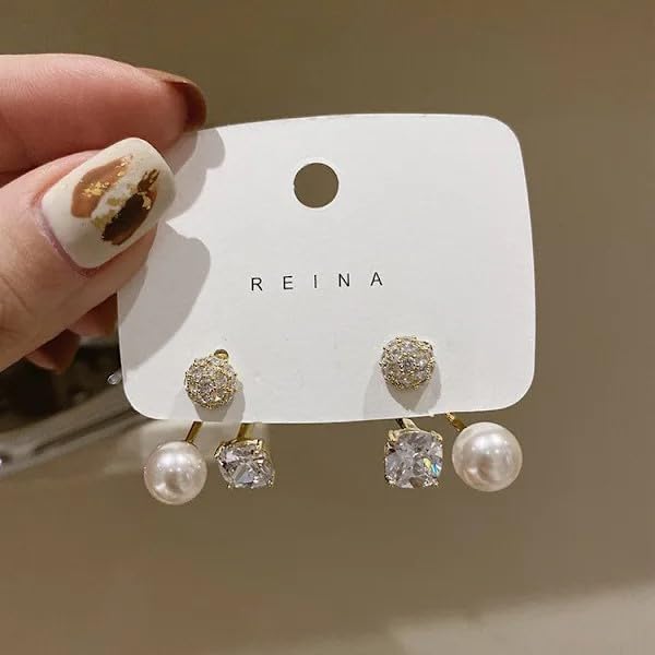 Gold-Plated Contemporary Double Sided Studs Earrings