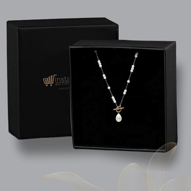 White Pearl and Stainless Steel Anti Tarnish Necklace For Women