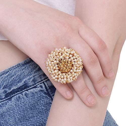 Gold Plated Jewellery for a Traditional Ethnic Wedding Adjustable Ring for Girls and Women