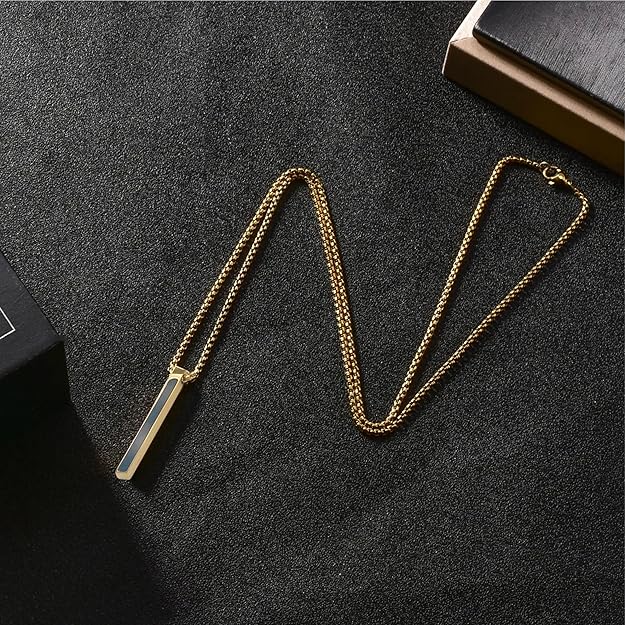 Bar Pendant Necklace Mother Of Pearl White 18K Gold Anti Tarnish Stainless Steel Necklace Pendant Chain For Women