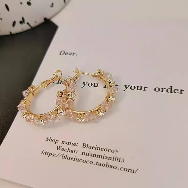Crystal White Stone Hoop Earrings For Casual Wear | One-Size | Alloy Material | Hinge Closure For Woman & Girls