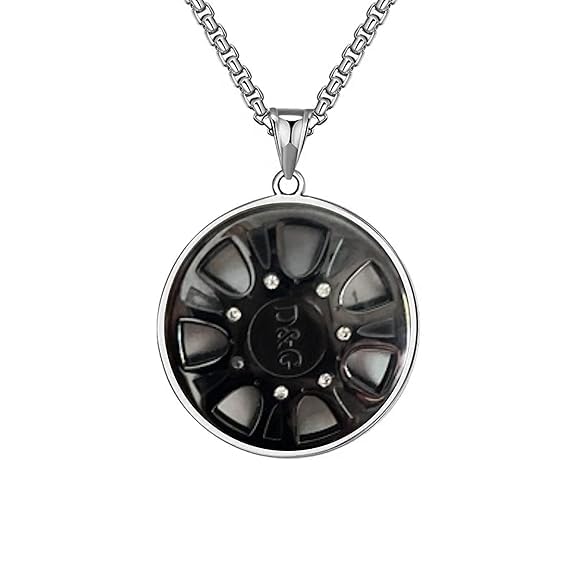 Wheel Rim Pendant with Stainless Steel Chain and 22" Chain for Men & Boy