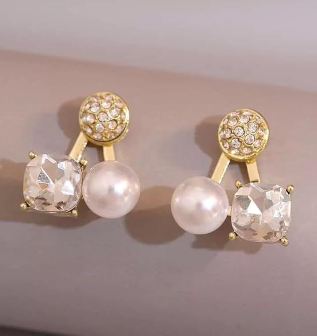 Gold-Plated Contemporary Double Sided Studs Earrings