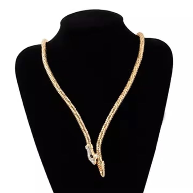 Snake Chain Necklace with Crystal Embellishments Adjustable Length luxury Punk Designer Jewellery Snake shape chain Necklace For Women