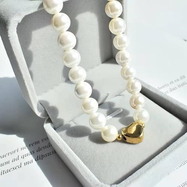 Fashion Jewellery Necklaces Pearl Bridal Wedding Necklace Heart Shape Pearl Choker Necklaces For Women Girls