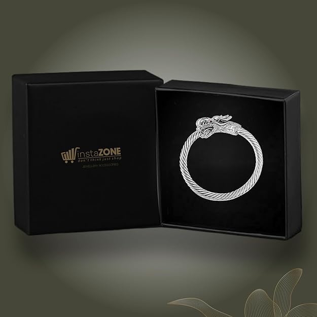 Fancy Open Adjustable Oxidised Stainless Steel Dragon Cuff Bracelets For Men Mens Boy