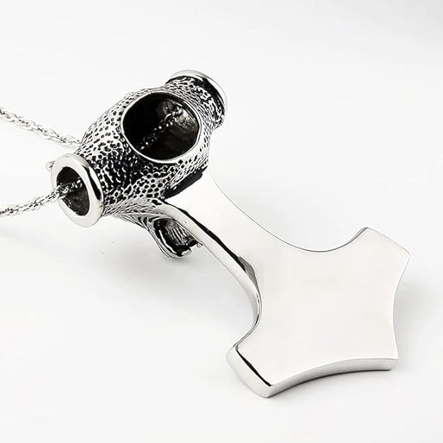 Stainless Steel Viking Wolf Head Celtic Knot Odin Mjolnir Pendant