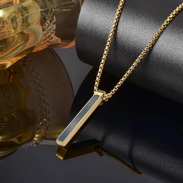 Bar Pendant Necklace Mother Of Pearl White 18K Gold Anti Tarnish Stainless Steel Necklace Pendant Chain For Women