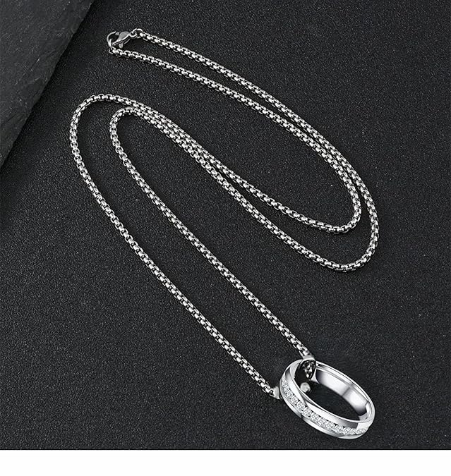 Fashionable Finger Ring With Necklace For Men- Man's Fashionable with Box Chain Ring & Chain Size 24"