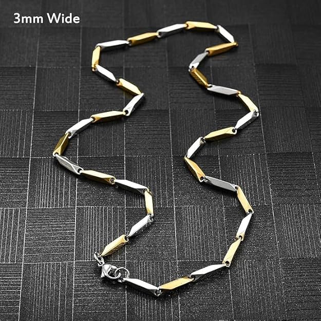 Gold Silver Color Stainless Steel Rice Chain for Men and Boys