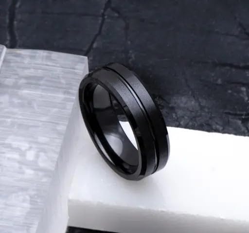 Style Stainless Steel Rings for Men Balck Band Ring Western Band Ring for Men and Boys Size 17-20
