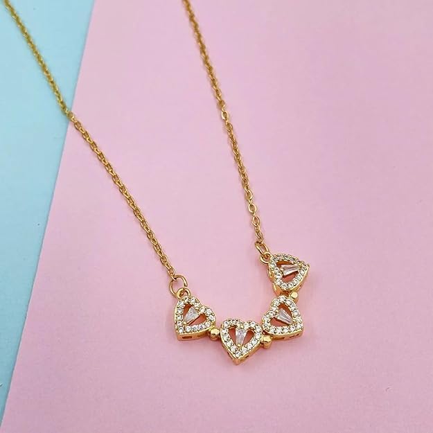 Rosegold-plated Two In One Magnetic Hearts Clover Pendant Necklace Gold-plated Stainless Steel Pendant